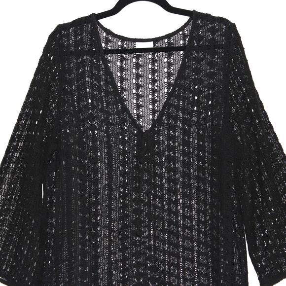 LCW Black Knit Swim Coverup Tunic Dress Size 2XL - Picture 3 of 5